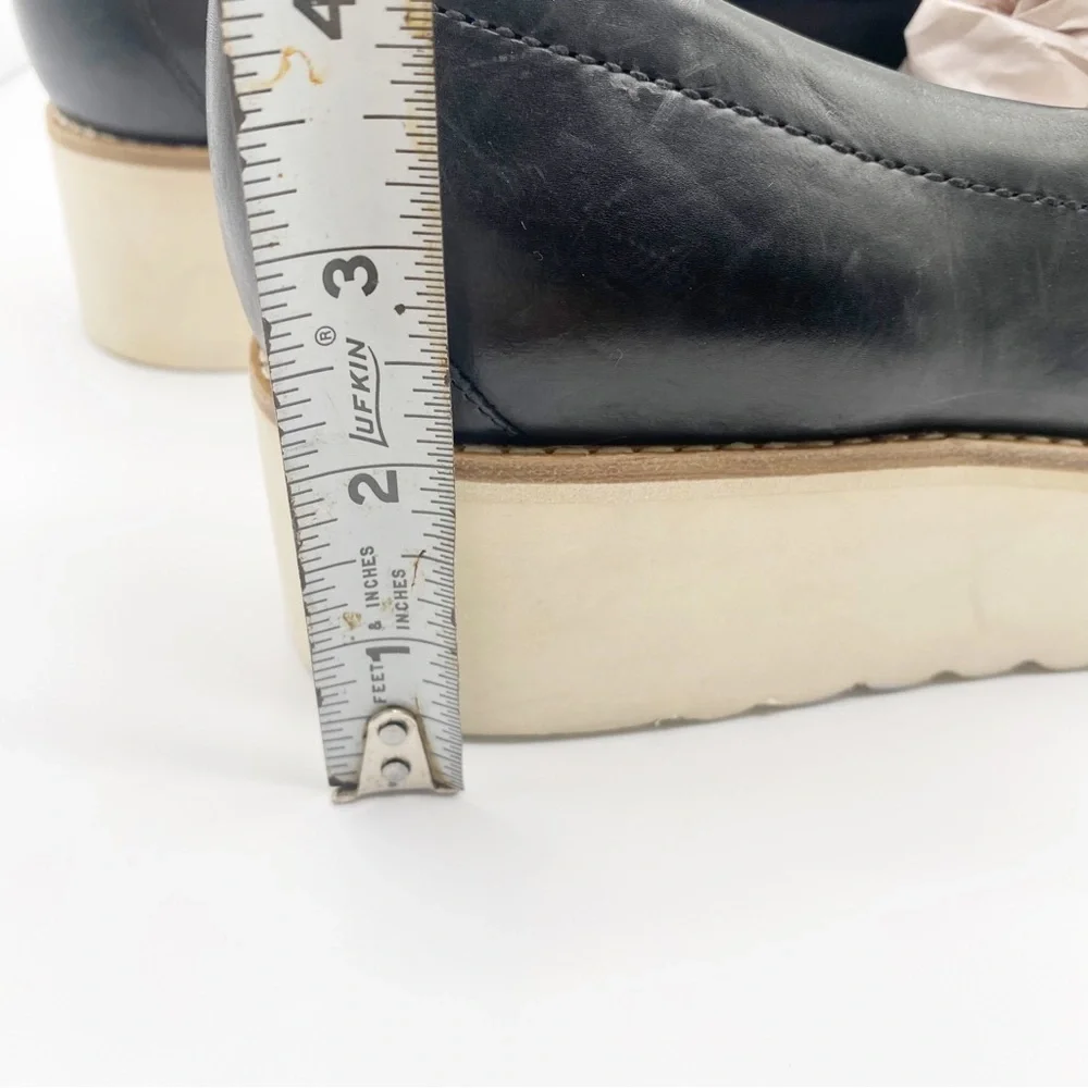 Vince Zeta Platform Shoes Leather Platform Loafers Shoes Black 10M - Picture 9 of 10